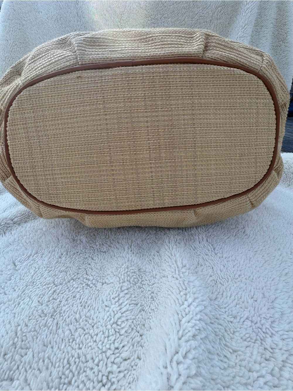 Michael Kors Large Woven Straw Hobo Bag Braided Leather Strap Grommet Tassel Nat - Picture 15 of 16